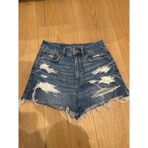 American Eagle High Rise Destroyed Denim Shorts size 6
